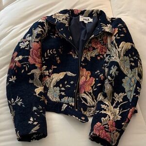 BB Dakota Navy Floral Embroidered Jacket